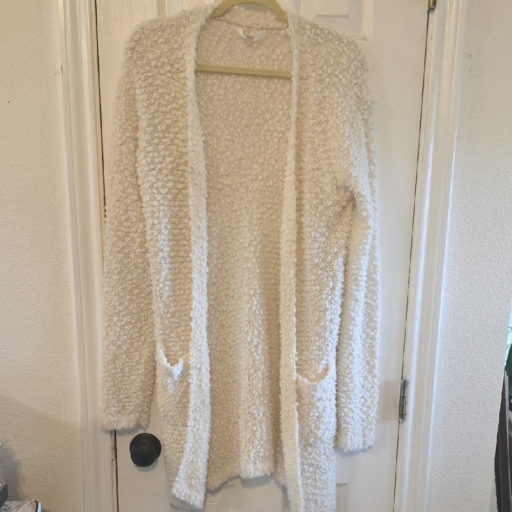 No Boundaries Fuzzy White Cardigan